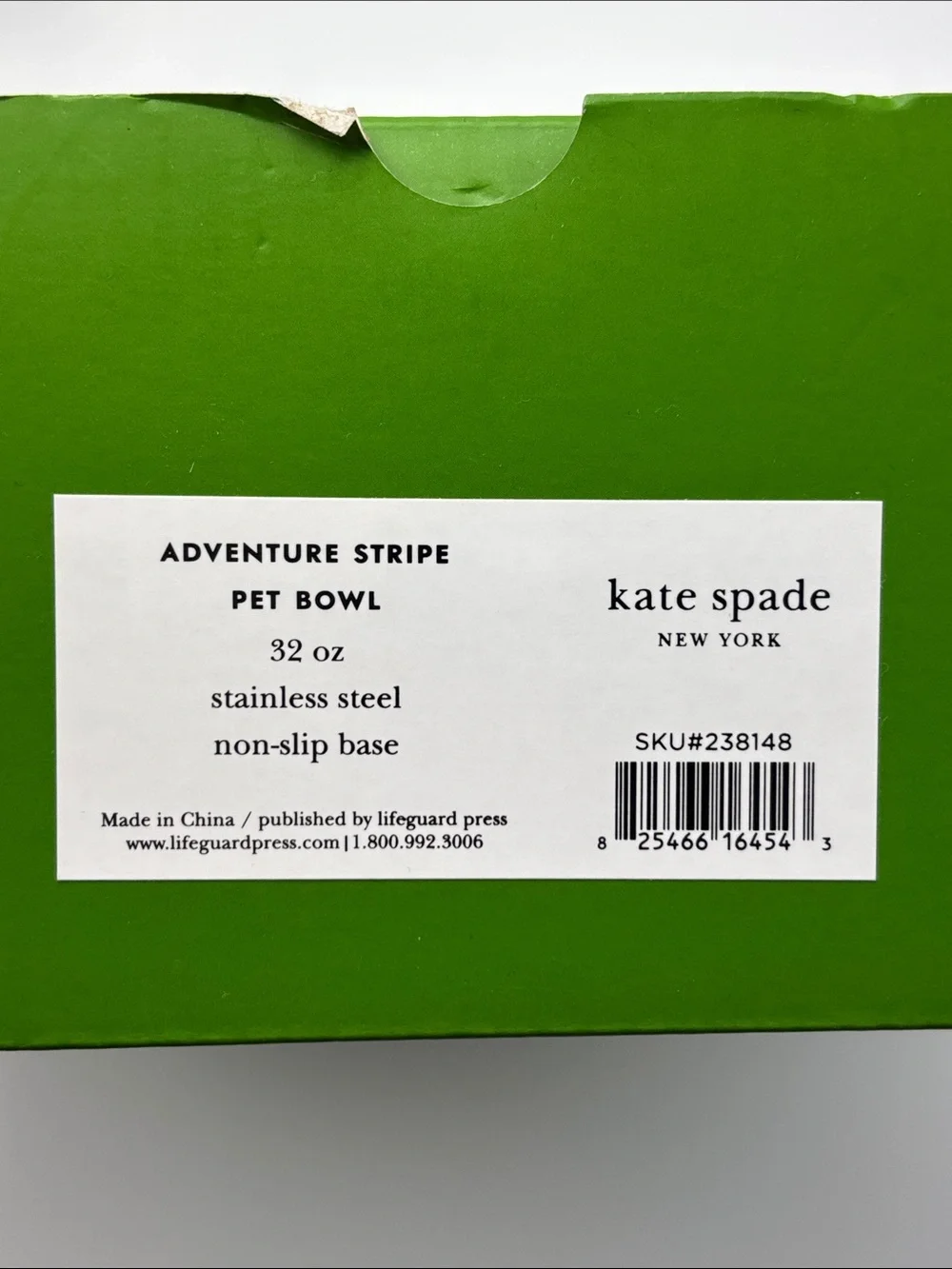 Kate Spade Adventure Stripe 32oz Stainless Steel Pet Bowl NEW‎